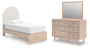Arloster Twin Upholstered Panel Bed, Dresser and Mirror - PCB1566B12