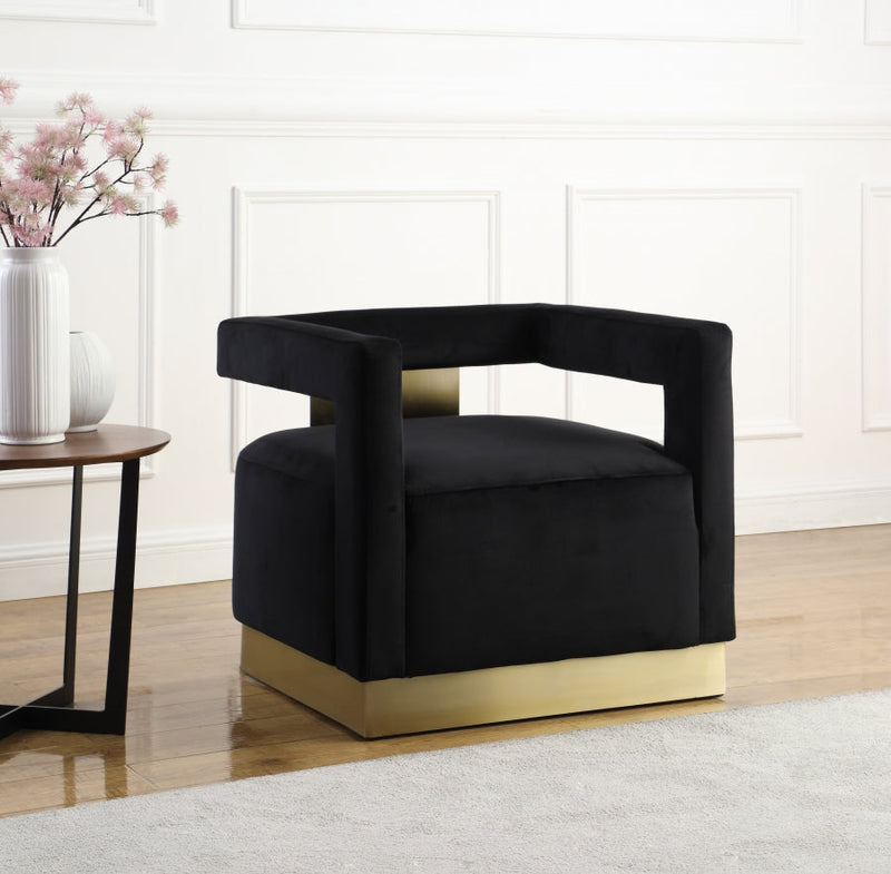 Armani Velvet Upholstered Accent Chair in Black - 597Black