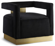 Armani Velvet Upholstered Accent Chair in Black - 597Black