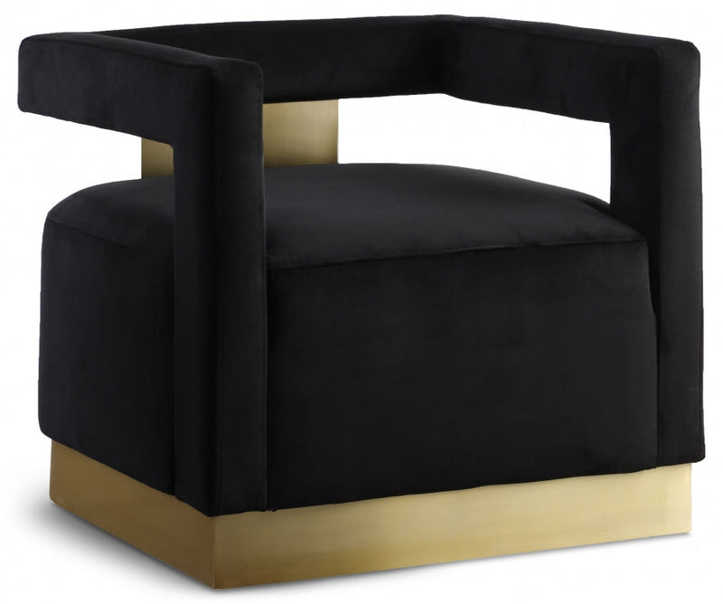 Armani Velvet Upholstered Accent Chair in Black - 597Black