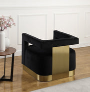 Armani Velvet Upholstered Accent Chair in Black - 597Black