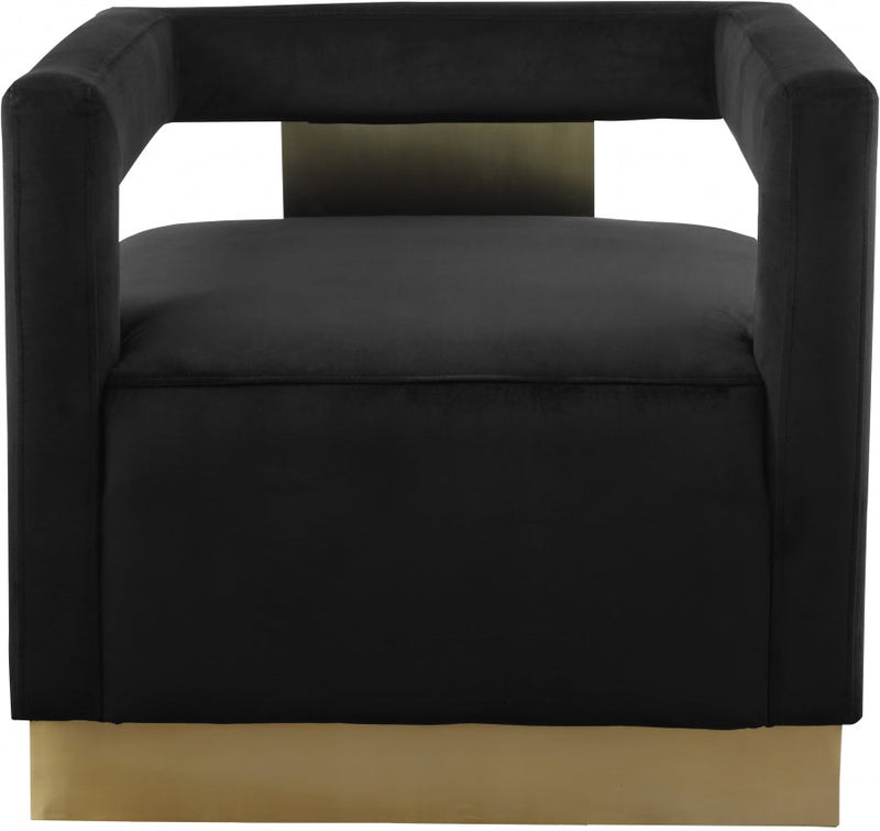 Armani Velvet Upholstered Accent Chair in Black - 597Black
