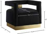 Armani Velvet Upholstered Accent Chair in Black - 597Black