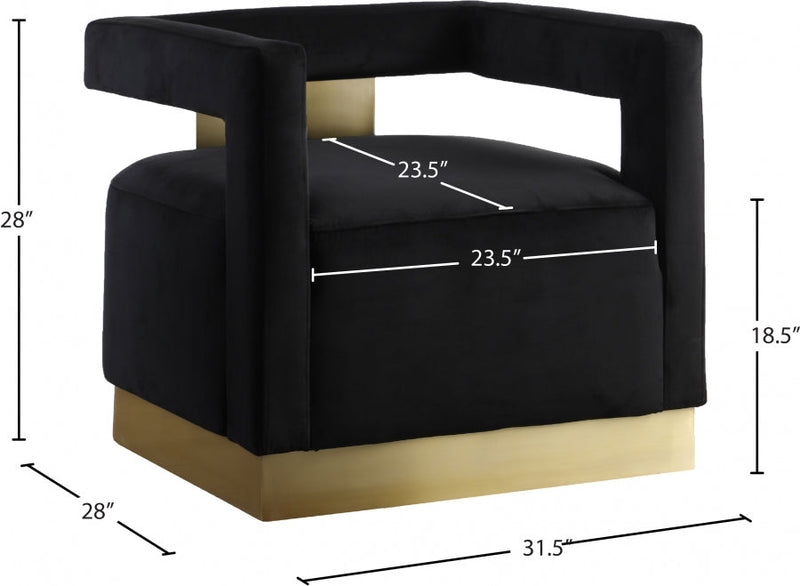 Armani Velvet Upholstered Accent Chair in Black - 597Black