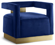 Armani Velvet Upholstered Accent Chair in Blue - 597Navy