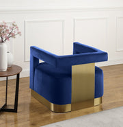 Armani Velvet Upholstered Accent Chair in Blue - 597Navy