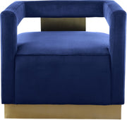 Armani Velvet Upholstered Accent Chair in Blue - 597Navy