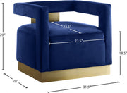 Armani Velvet Upholstered Accent Chair in Blue - 597Navy