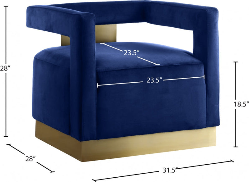 Armani Velvet Upholstered Accent Chair in Blue - 597Navy