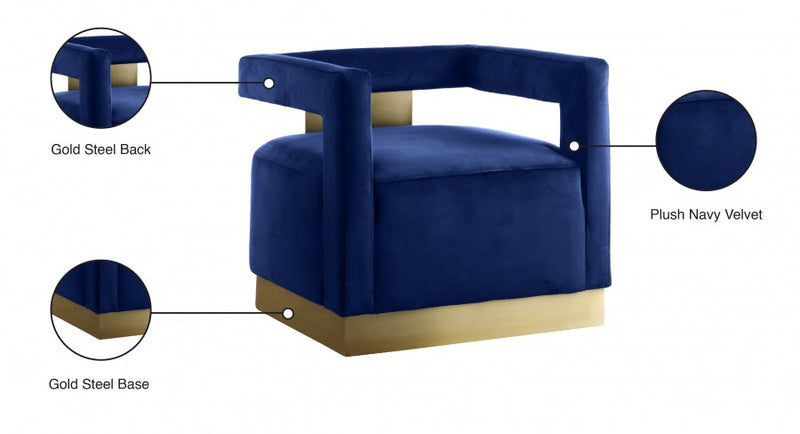 Armani Velvet Upholstered Accent Chair in Blue - 597Navy