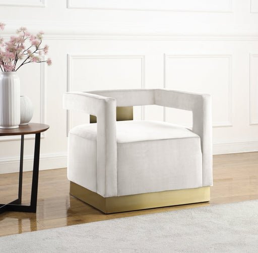 Armani Velvet Upholstered Accent Chair in Cream - 597Cream