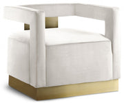 Armani Velvet Upholstered Accent Chair in Cream - 597Cream