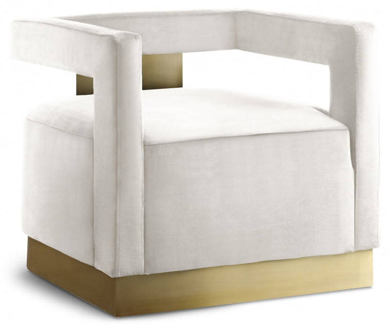 Armani Velvet Upholstered Accent Chair in Cream - 597Cream