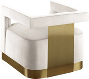 Armani Velvet Upholstered Accent Chair in Cream - 597Cream