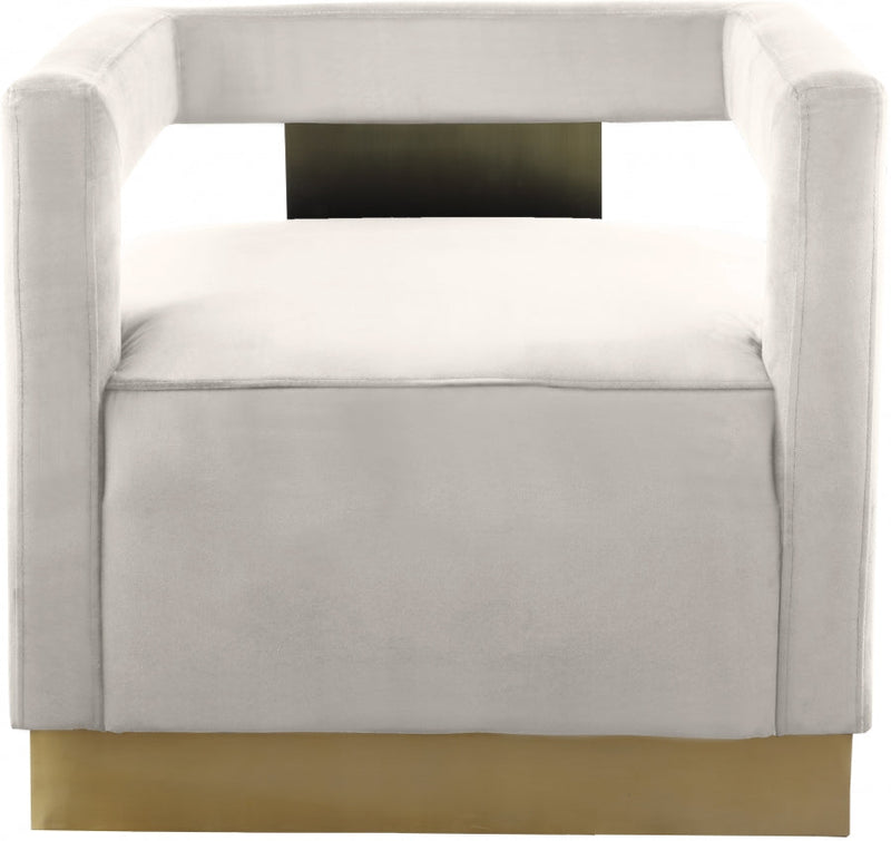 Armani Velvet Upholstered Accent Chair in Cream - 597Cream