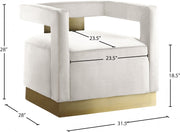 Armani Velvet Upholstered Accent Chair in Cream - 597Cream