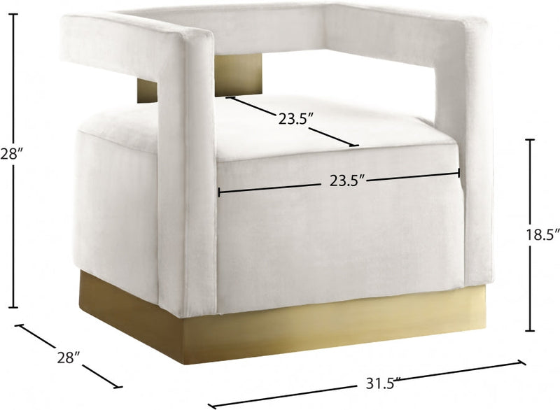 Armani Velvet Upholstered Accent Chair in Cream - 597Cream