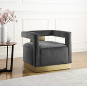 Armani Velvet Upholstered Accent Chair in Grey - 597Grey