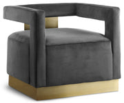 Armani Velvet Upholstered Accent Chair in Grey - 597Grey