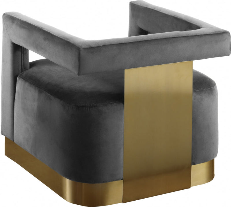 Armani Velvet Upholstered Accent Chair in Grey - 597Grey