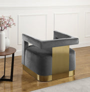 Armani Velvet Upholstered Accent Chair in Grey - 597Grey