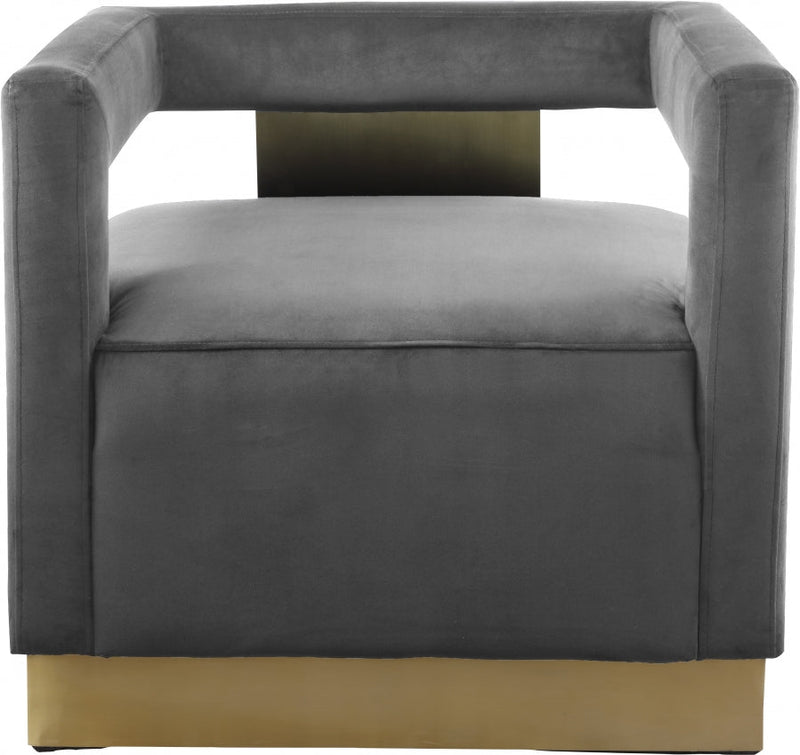 Armani Velvet Upholstered Accent Chair in Grey - 597Grey