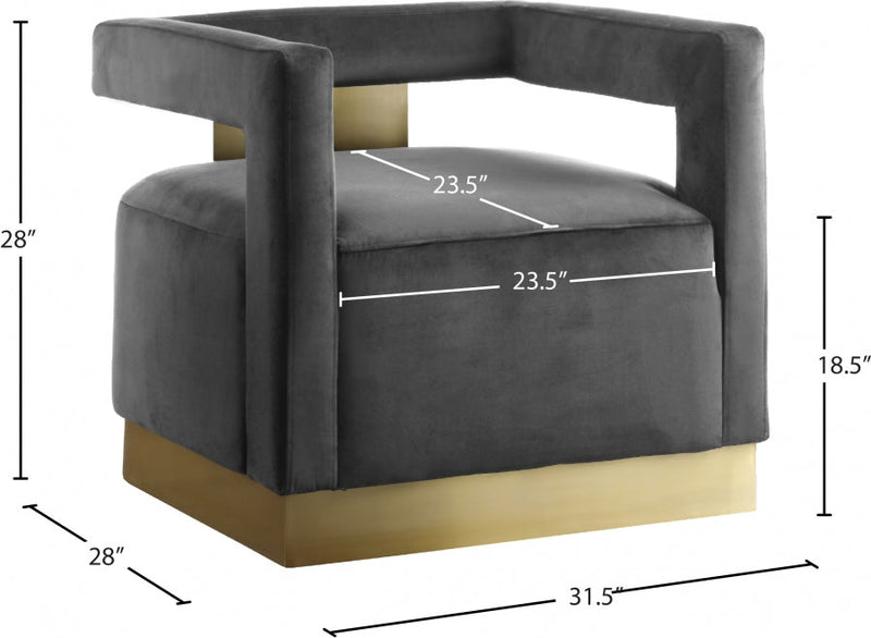 Armani Velvet Upholstered Accent Chair in Grey - 597Grey