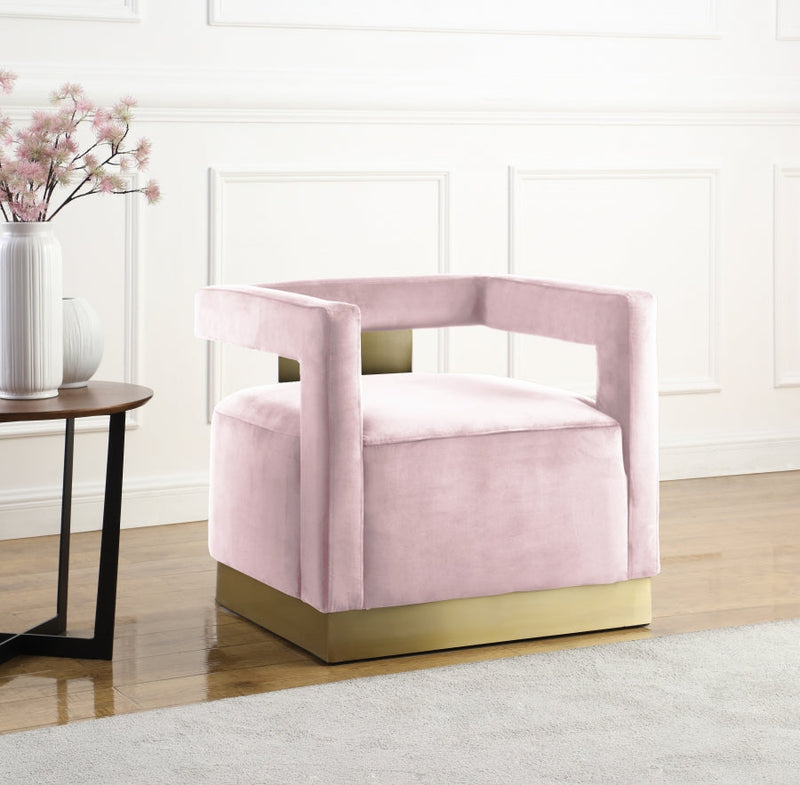Armani Velvet Upholstered Accent Chair in Pink - 597Pink