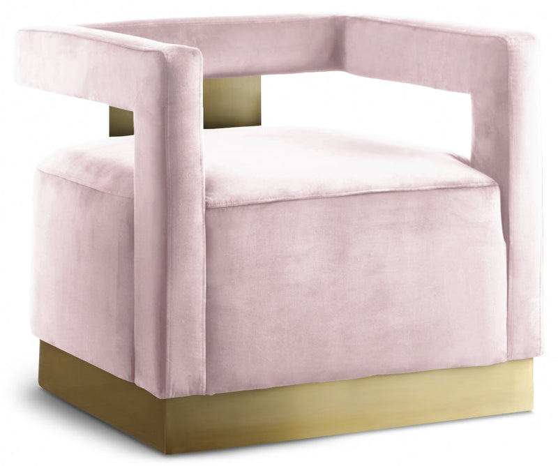 Armani Velvet Upholstered Accent Chair in Pink - 597Pink