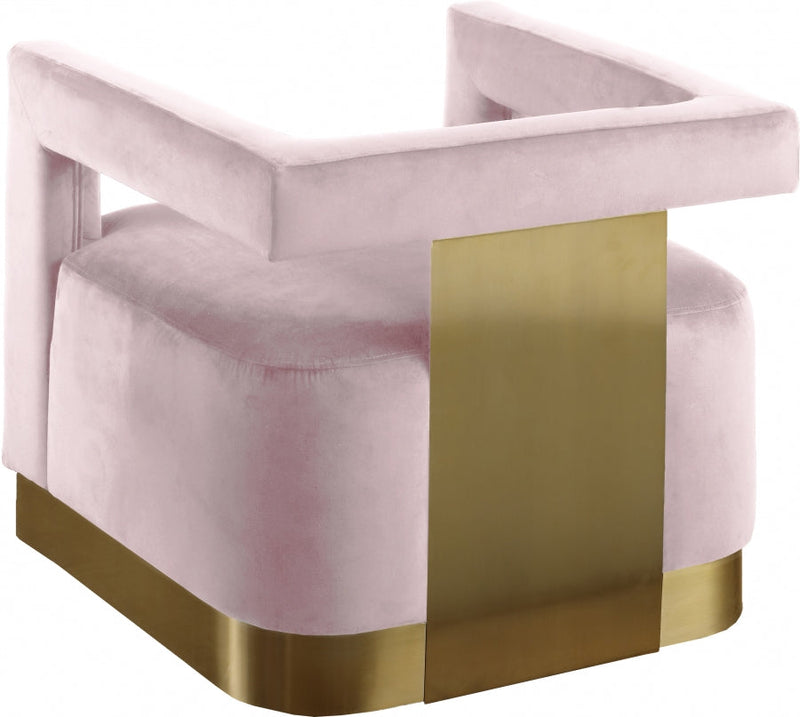 Armani Velvet Upholstered Accent Chair in Pink - 597Pink