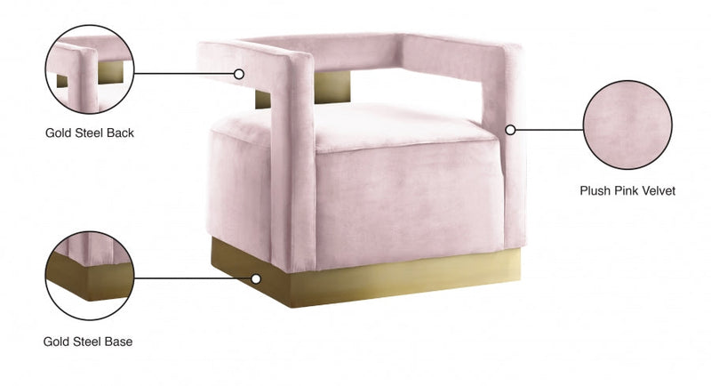 Armani Velvet Upholstered Accent Chair in Pink - 597Pink