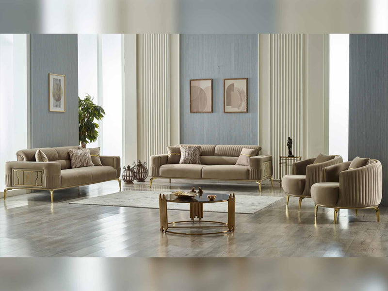 Armoni 4 pieces (2 Sofa & 2 Chair) Livingroom Set Beige in Beige - 101-ARM-LV260-3311