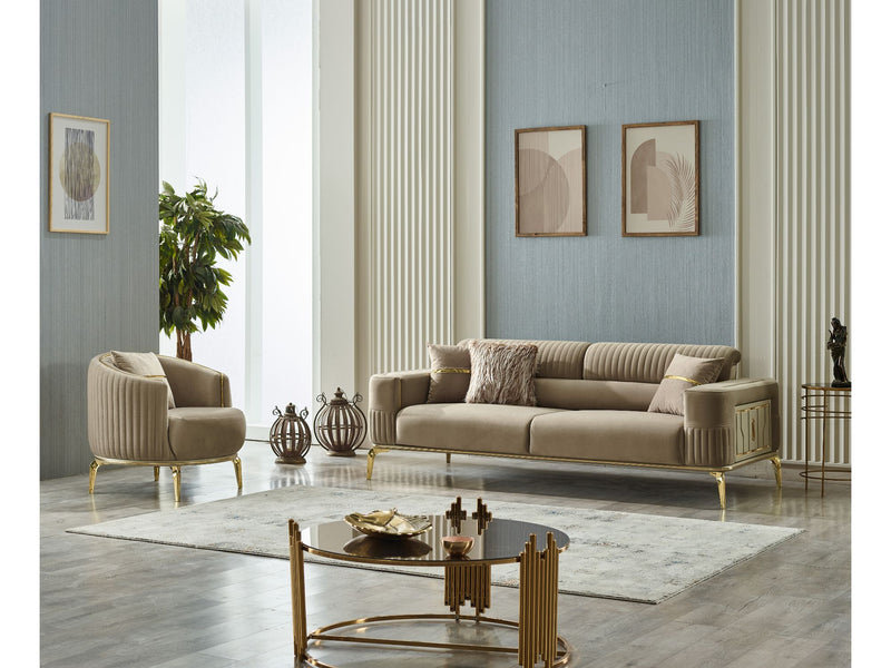 Armoni 4 pieces (2 Sofa & 2 Chair) Livingroom Set Beige in Beige - 101-ARM-LV260-3311