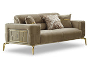 Armoni Convertible Loveseat Beige With Gold Legs in Beige - 101-ARM-LV260-2