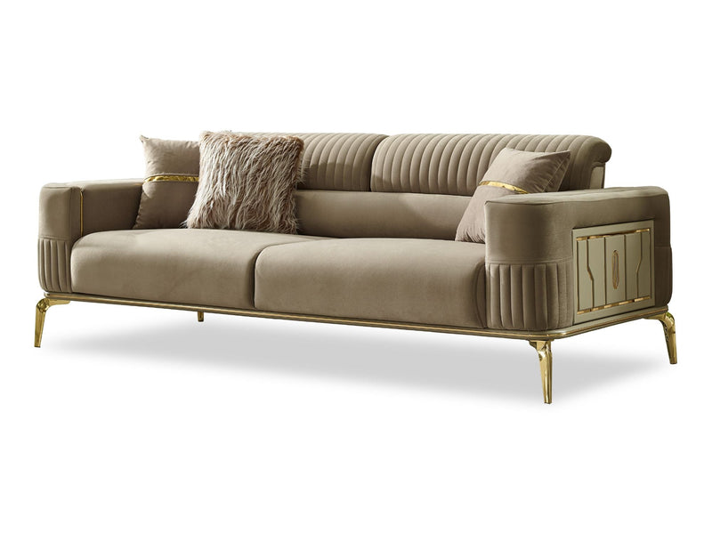 Armoni Convertible Sofa Beige With Gold Legs in Beige - 101-ARM-LV260-3