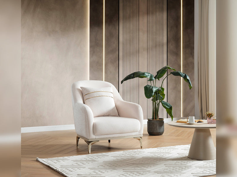 Armoni Elf 3-pieces (Sofa & Loveseat & Chair) Livingroom in White - 200-ELIF-ARM-A534-321