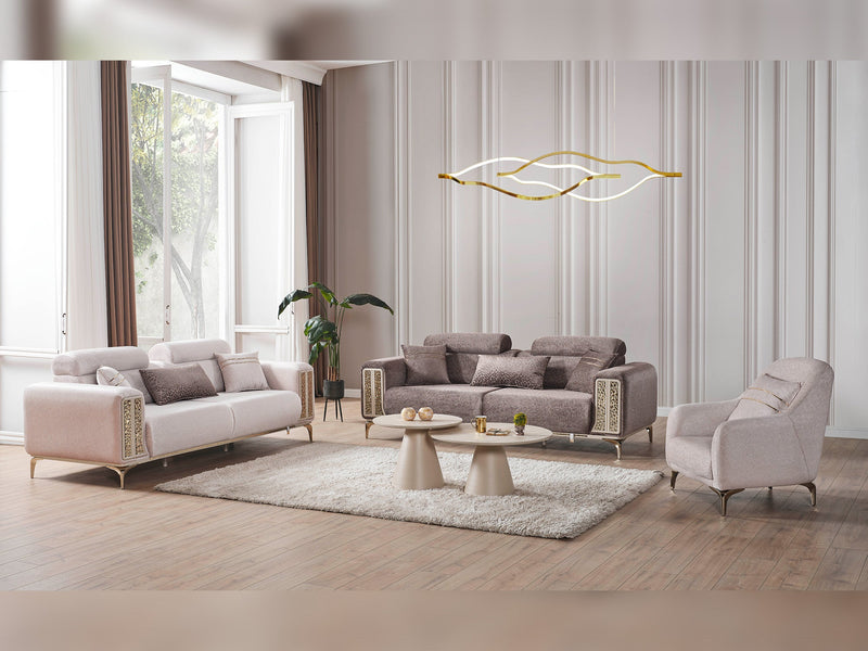 Armoni Elf 3-pieces (Sofa & Loveseat & Chair) Livingroom in White - 200-ELIF-ARM-A534-321