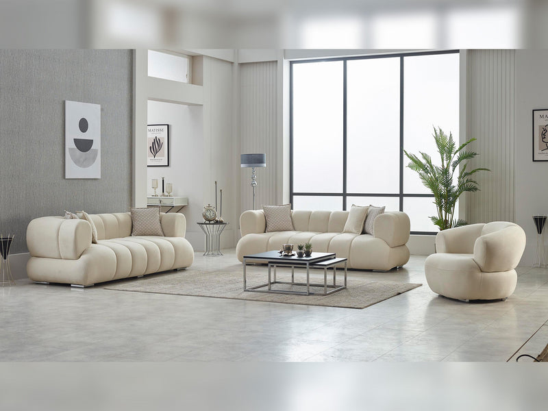 Arthur 3-pieces (Sofa & Loveseat & Chair) Livingroom in Cream - 200-SIM-ART-ERATO08-321