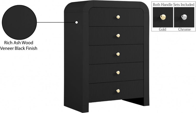Artisto Ash Veneer Chest in Black - 888Black-CH