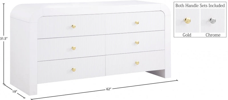 Artisto Ash Veneer Dresser in White - 888White-D