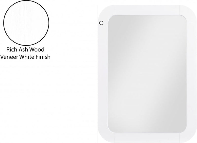 Artisto Ash Veneer Framed Mirror in White - 888White-M