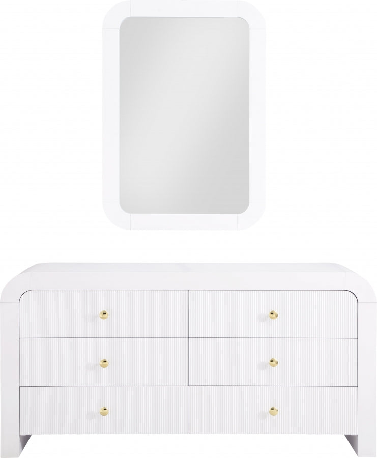 Artisto Ash Veneer Framed Mirror in White - 888White-M