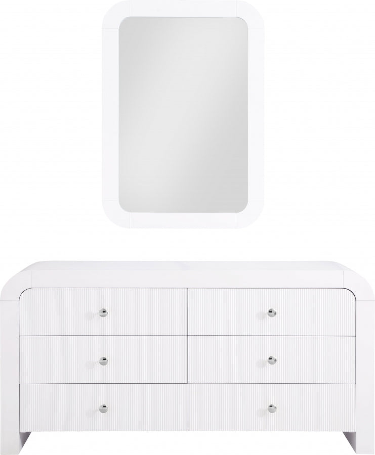 Artisto Ash Veneer Framed Mirror in White - 888White-M