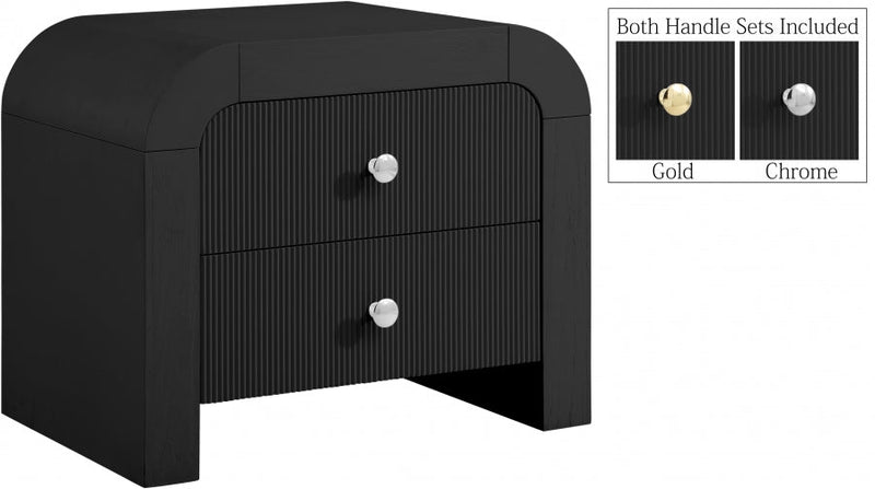 Artisto Ash Veneer Nightstand in Black - 888Black-NS