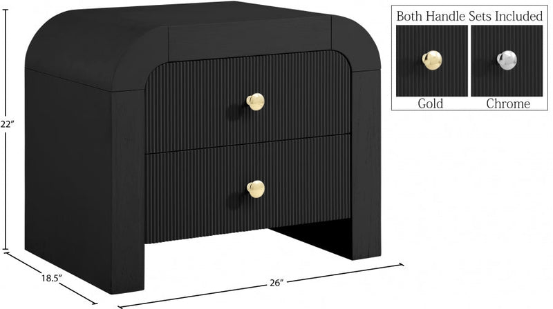 Artisto Ash Veneer Nightstand in Black - 888Black-NS