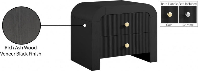 Artisto Ash Veneer Nightstand in Black - 888Black-NS