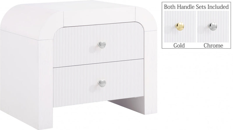 Artisto Ash Veneer Nightstand in White - 888White-NS