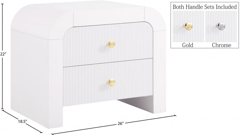 Artisto Ash Veneer Nightstand in White - 888White-NS