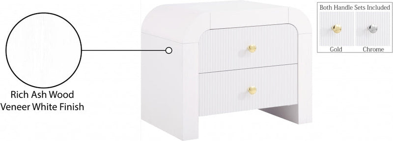 Artisto Ash Veneer Nightstand in White - 888White-NS