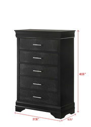 Arya - Black 5 Drawers Chest - B322-C